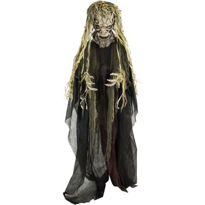 Haunted Hill Farm Life-Size Animatronic Tree Man, Indoor/Outdoor Halloween Decor, Light-Up White Eyes, Poseable