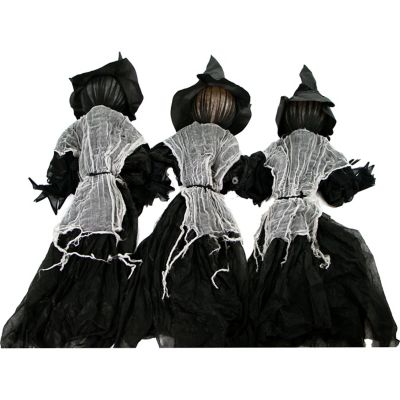 Haunted Hill Farm Lawn Decor Witches, Outdoor Halloween Decor, Light-Up White, Hanging Option, 3 pc.
