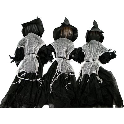 Haunted Hill Farm 42 in. Lawn Decor Witches Halloween Animatronic, Outdoor Halloween Decoration, Light-Up White, Hanging, 3 pc.