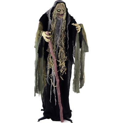 Image showing  68 in. Life-Size Poseable Swamp Witch with Lights and Sound Halloween Animatronic for Indoor/Covered Outdoor
