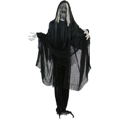 Haunted Hill Farm Life-Size Animatronic Witch, Indoor/Outdoor Halloween Decoration, Talking, Poseable, Battery Operated