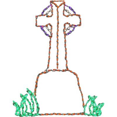 Haunted Hill Farm Cross Tombstone LED Light, Indoor/Outdoor Halloween Decor, 39 in. x 54 in.