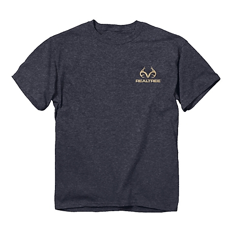 Realtree Men's RT Deer Reflections T-Shirt, Heather Navy, 3XL