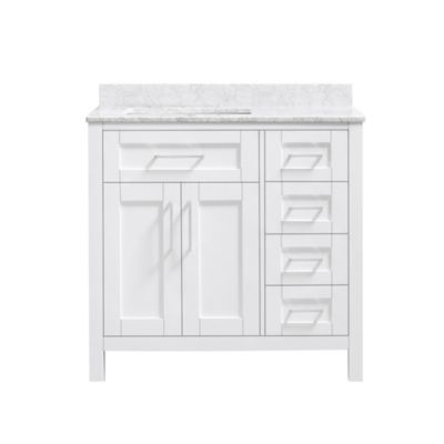 OVE Decors Tahoe 36 in. Single Sink Bathroom Vanity with Countertop, White A bit of a challenge hanging the mirror with the built in mounting hardware