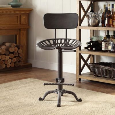 Image showing 12 th Carolina Chair & Table August Tractor Seat Stool with Backrest, 33 in.