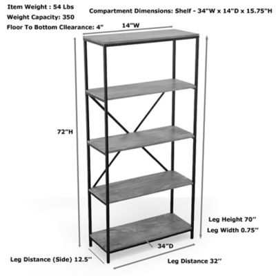 Image showing  5-Shelf Tall Brayden Bookcase
