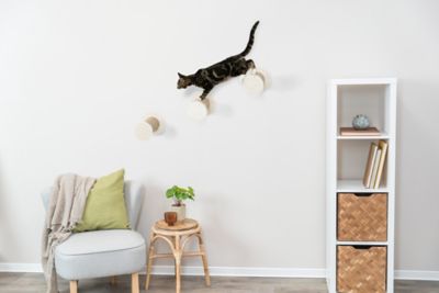 Image showing  XXL Wall-Mounted Cat Climbing Steps, Brown, 3-Pack