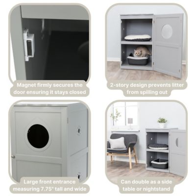 Image showing  Pet Products 2-Story Furniture-Style Hidden Litter Box Enclosure and Pet Home, Gray