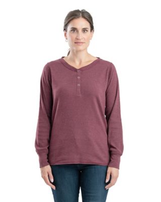 Berne Women's Heavyweight Rib-Knit Long-Sleeve Henley Shirt