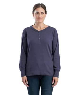 Berne Women's Heavyweight Rib-Knit Long-Sleeve Henley Shirt