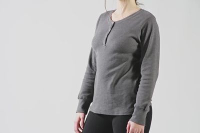 Image showing  Women's Heavyweight Rib-Knit Long-Sleeve Henley Shirt