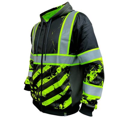 SafetyShirtz Unisex SS360 Stealth American Grit Enhanced Visibility Zip-Up Hoodie