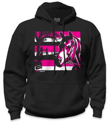 SafetyShirtz Women's Horse High-Visibility Hoodie, Black/Pink