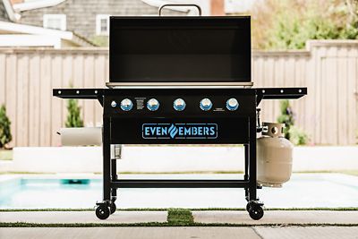 Image showing  5-Burner Propane Gas Pre-Seasoned Griddle with Lid, 40 in., Black