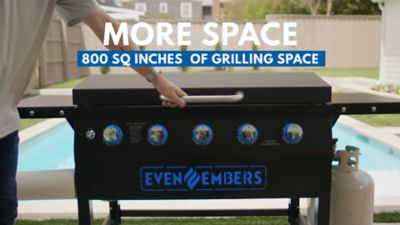 Image showing  5-Burner Propane Gas Pre-Seasoned Griddle with Lid, 40 in., Black