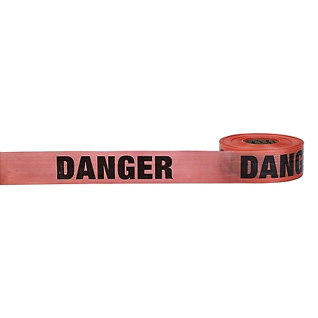 Mutual Industries 3 in. x 500 ft. Reinforced Danger Barricade Tape, Large Width Rolls, Red, 8-Pack