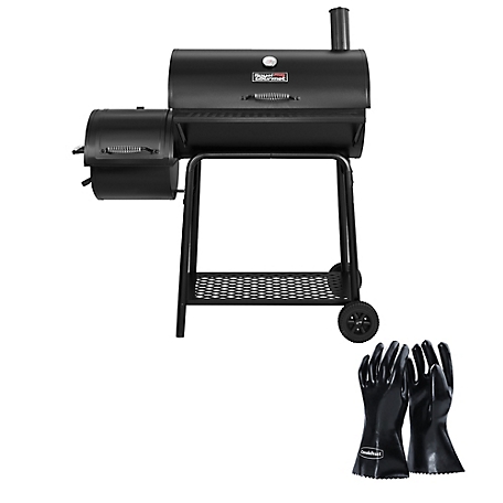 Royal Gourmet Charcoal Grill with High Heat-Resistant BBQ Gloves, Black, Offset Smoker, CC1830FG