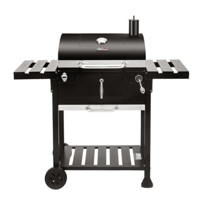 Royal Gourmet Barrel Charcoal Grill with Bottom Shelf and Foldable Side Tables, 490 sq. in., Black