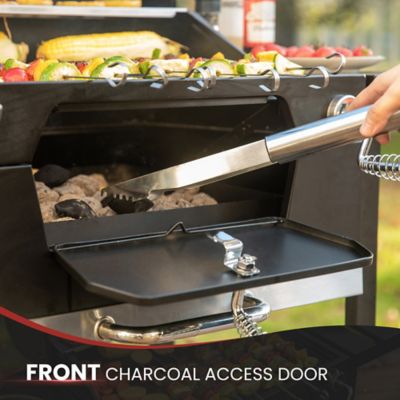 Image showing 5 th Royal Gourmet Barrel Charcoal Grill with Bottom Shelf and Foldable Side Tables, 490 sq. in., Black
