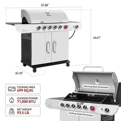 Image showing  6-Burner Propane Gas Grill with Cabinet, Sear and Side Burner, Gray