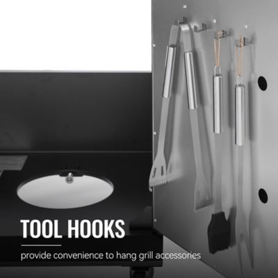 Image showing 5 th Royal Gourmet 6-Burner Propane Gas Grill with Cabinet, Sear and Side Burner, Gray