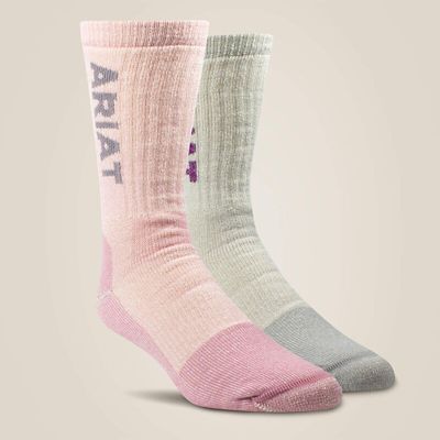 Ariat Women's Midweight Merino Wool-Blend Boot Socks, 2-Pairs, AR2908-981-L