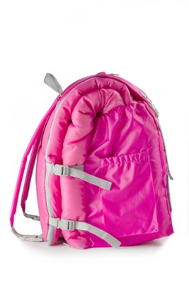 Image showing  37-Degree F Sleep-n-Pack Packable Kid's Sleeping Bag Backpack, Outdoor Rated, 7-12 yrs., Sherpa Lined, Pink/White