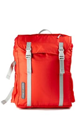Image showing  Sleep-n-pack, 37 F Packable Kid's Sleeping Bag Backpack, Outdoor Rated, 7-12 Yrs Sherpa Lined, Red/Grey
