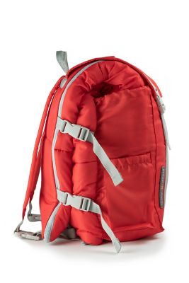 Image showing  Sleep-n-pack, 37 F Packable Kid's Sleeping Bag Backpack, Outdoor Rated, 7-12 Yrs Sherpa Lined, Red/Grey