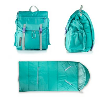 mimish Sleep-n-pack, 37 F Packable Kid's Sleeping Bag & Backpack, Outdoor Rated, 7-12 Yrs, Teacup Teal