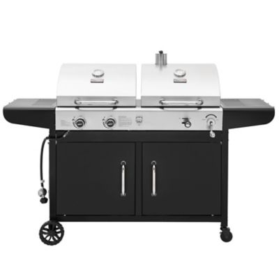 Royal Gourmet 3-Burner 25,500-BTU Dual Fuel Cabinet Gas and Charcoal Grill Combo, Outdoor Barbecue, Black, ZH3002N