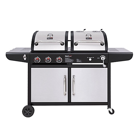 Royal Gourmet 3-Burner 25,500-BTU Dual Fuel Cabinet Gas and Charcoal Grill Combo, Outdoor Barbecue, Black, ZH3002N