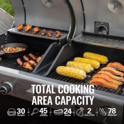 Image showing  2-Burner Propane Gas and Charcoal Combination Grill with Cabinet, Silver/Black