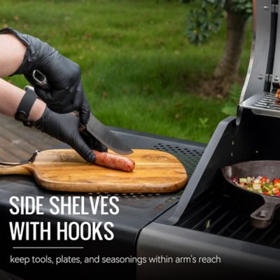 Image showing 5 th Royal Gourmet 2-Burner Propane Gas and Charcoal Combination Grill with Cabinet, Silver/Black