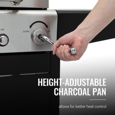 Image showing 6 th Royal Gourmet 2-Burner Propane Gas and Charcoal Combination Grill with Cabinet, Silver/Black