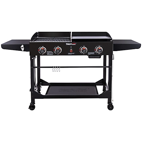 Royal Gourmet Gas 4-Burner Portable Flat Top Grill and Griddle Combo with Folding Legs, 48,000 BTU, Black, GD402