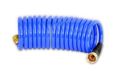 HoseCoil Standard 15 ft. Coiled Hose with Strain Relief, 3/8 in. Inner Diameter, 4 in. Coil Diameter, Blue