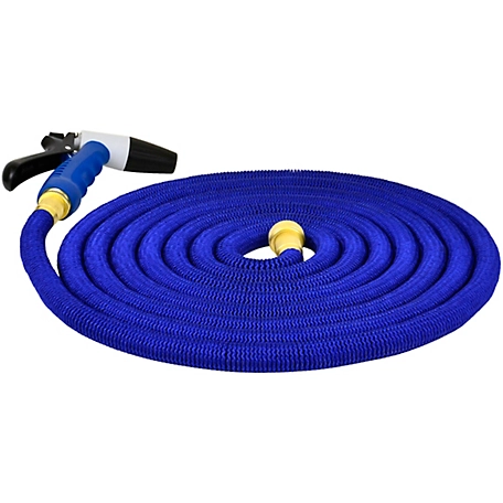 HoseCoil Expandable 50 ft. Hose Kit with Nozzle and Bag, Blue