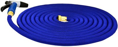 HoseCoil Expandable 75 ft. Hose Kit with Nozzle and Bag, Blue