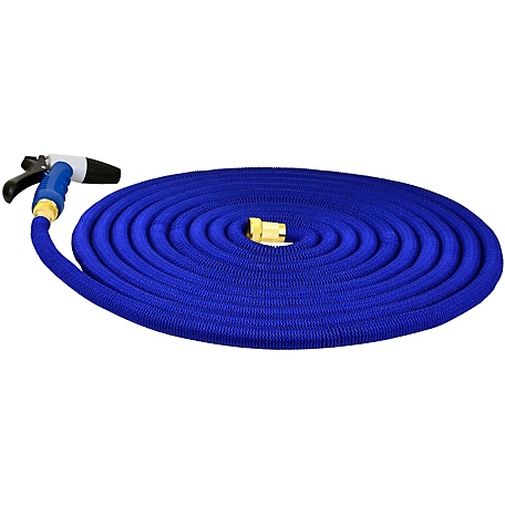 HoseCoil Expandable 75 ft. Hose Kit with Nozzle and Bag, Blue