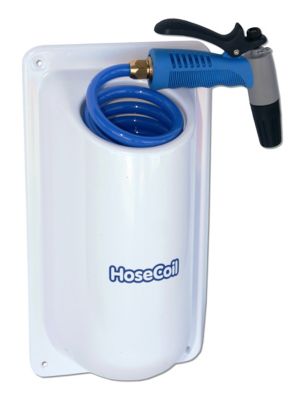 HoseCoil Side Mount Enclosure with 15 ft. Blue Coiled Hose and Nozzle