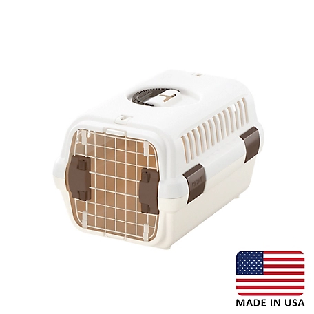 Richell Double Door Pet Carrier Small Soft Tan and Brown