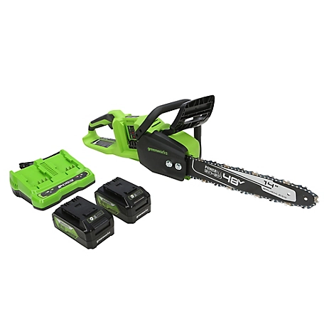 Greenworks 14 in. 48V Cordless Chainsaw, 2 USB Batteries and Charger Included