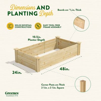 Image showing 6 th Greenes Fence Original Pine Raised Garden Bed, 2 ft. x 4 ft. x 10.5 in.