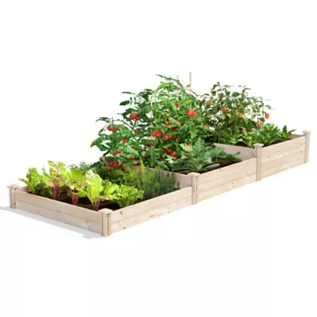 Greenes Fence Original Pine Raised Garden Bed 4 ft x 12 ft x 7-14 in 3 Tier Raised Garden Beds