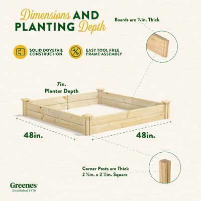 Image showing 6 th Greenes Fence Original Pine Raised Garden Bed, 4 ft. x 4 ft. x 7 in.