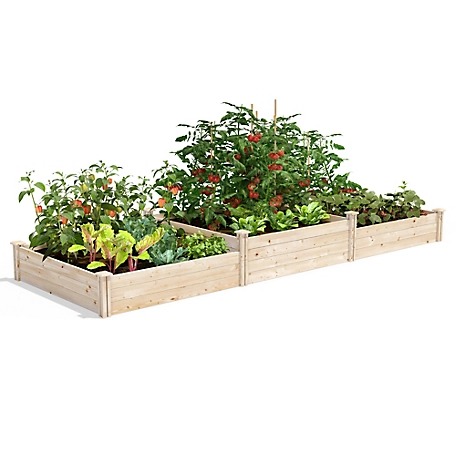 Greenes Fence Original Pine Raised Garden Bed, 4 ft. x 12 ft. x 10.5-14 in. Tall Tiers