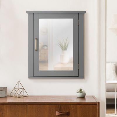 Image showing  Elegant Home Fashions 6 in. x 18 in. x 20.6 in. Wooden Mercer Mid Century Wooden Medicine Cabinet