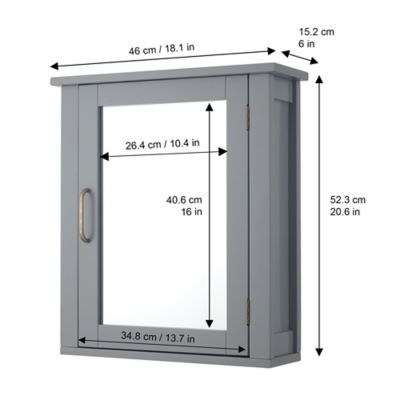 Image showing  Elegant Home Fashions 6 in. x 18 in. x 20.6 in. Wooden Mercer Mid Century Wooden Medicine Cabinet