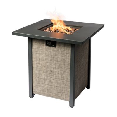 Teamson US Inc 28 in. Peak Outdoor Propane Gas Fire Pit with Woven Textilene Base, Beige